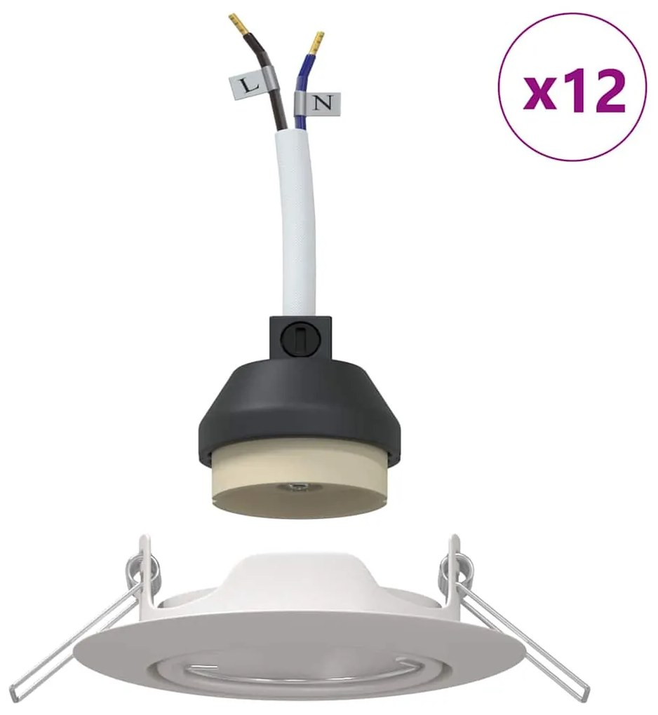 vidaXL Spotlights με προβολείς 12 pcs Λευκό 9 x 9 εκ. Μέταλλο