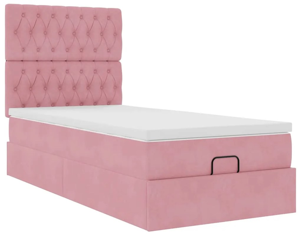 Οθωμανικό κρεβάτι με στρώματα ροζ 90x200cm Velvet 3313522