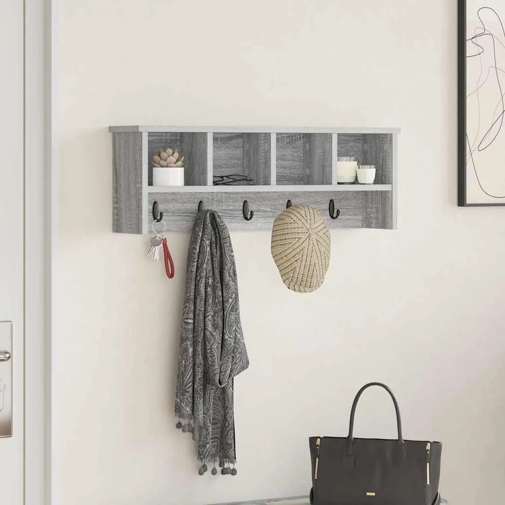 vidaXL Τοίχου Κρεμάστρα Γκρι sonoma 75 x 16 x 26 εκ Επεξεργασμένο ξύλο