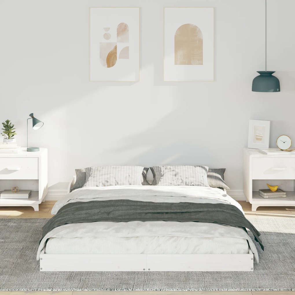 vidaXL Σκελετός Κρεβατιού Λευκό 140 x 190 cm Μασίφ ξύλο πεύκου