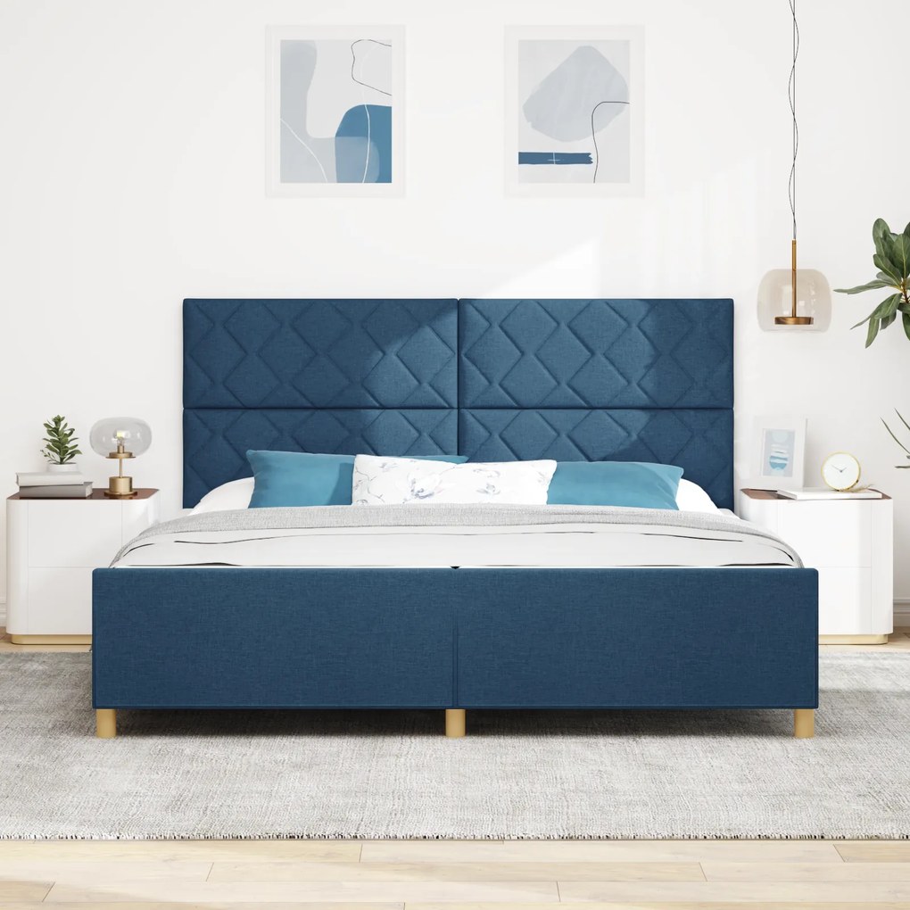 vidaXL Κρεβάτι Μπλε 200x200 εκ. Ύφασμα