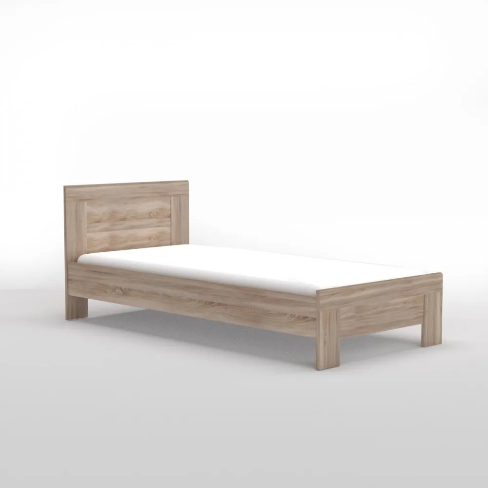 Κρεβάτι Solo Μονό Με Τάβλες Sonoma MDF Καμπυλωτό τελείωμα 90x200cm - SOLO90