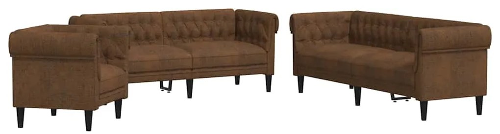 vidaXL Σετ Καναπέ 3 pcs Καφέ 201.5 x 74.5 x 74.5 εκατοστά ύφασμα