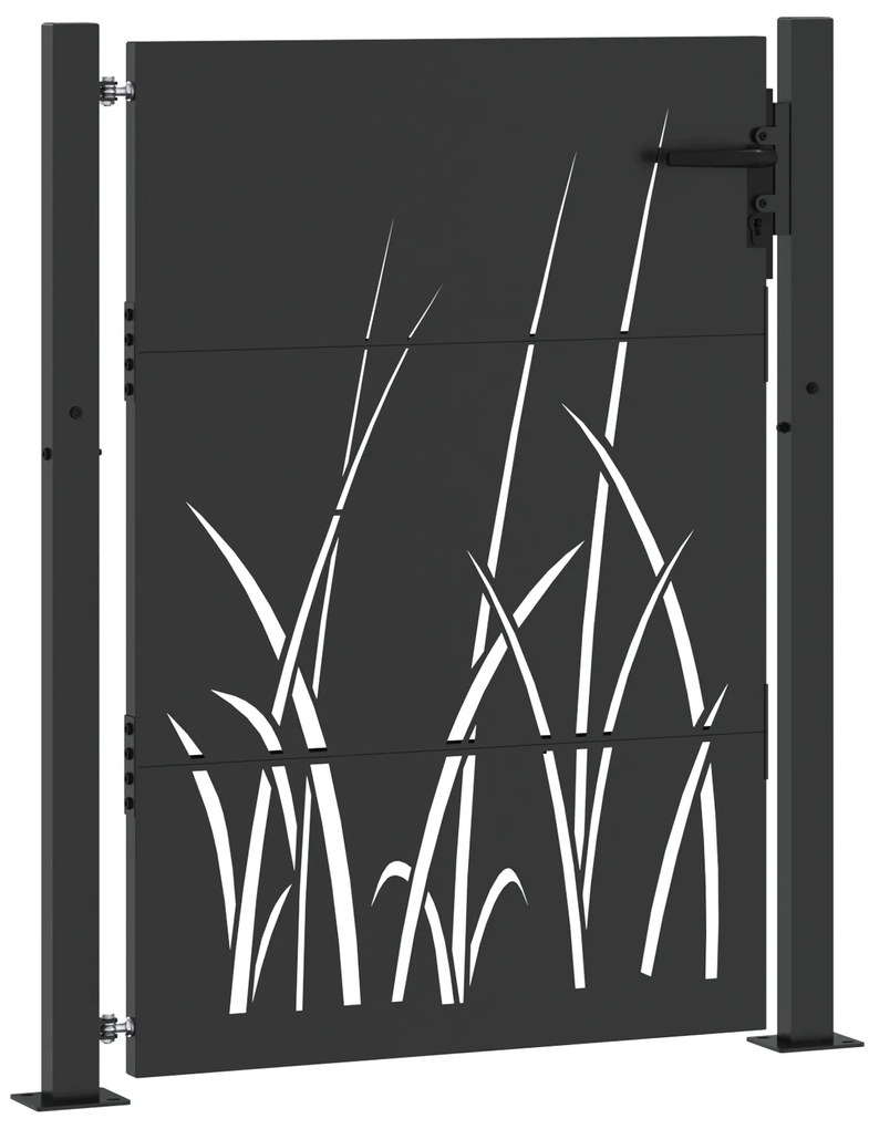 vidaXL Πύλη Κήπου Μαύρο 105 x 125 cm Ατσάλι με Επικάλυψη Πούδρας