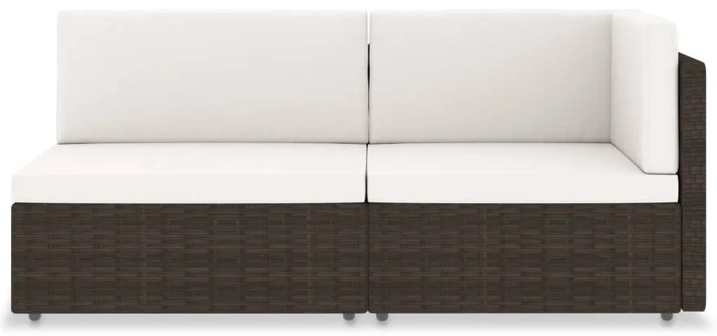 vidaXL Καναπές Αρθρωτός Διθέσιος Καφέ από Συνθετικό Ρατάν