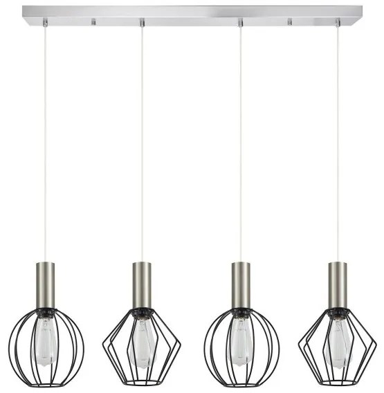 Κρεμαστό Φωτιστικό Οροφής 4xE27 Πλέγματα Adept Flex Homelighting-77-8922-Νίκελ Ματ 77-8922
