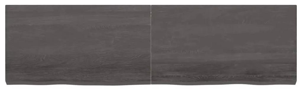 Ράφι Τοίχου Σκούρο Καφέ 180x50x(2-6) εκ. Επεξ. Μασίφ Ξύλο Δρυός - Καφέ