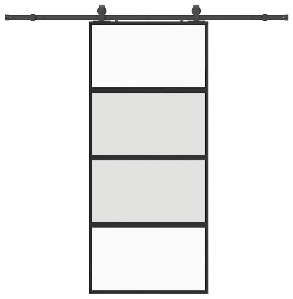 vidaXL Συρόμενη πόρτα με σετ υλικού Μαύρο 90x205 cm γυαλί μετριασμένο