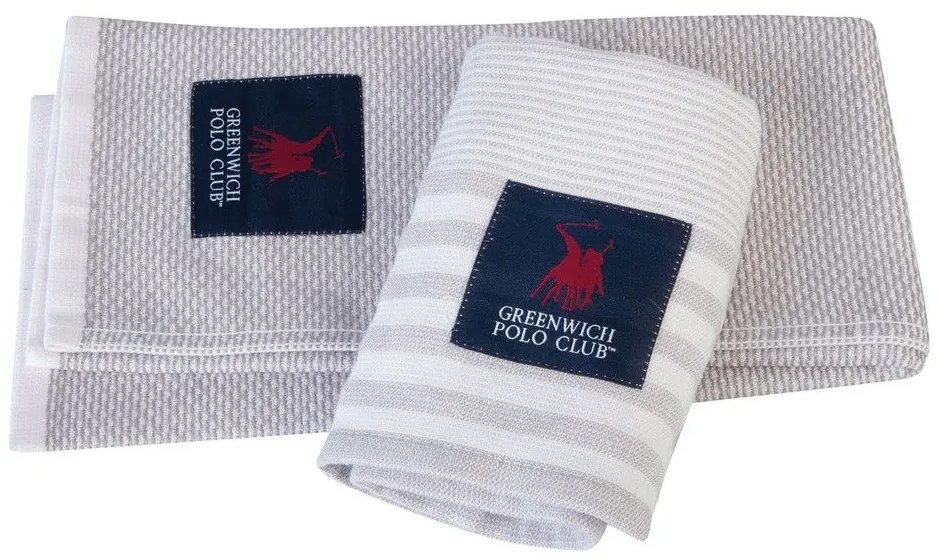 Πετσέτες Κουζίνας 2710 (Σετ 2τμχ) Grey-White Greenwich Polo Club 40x60cm 100% Cotton
