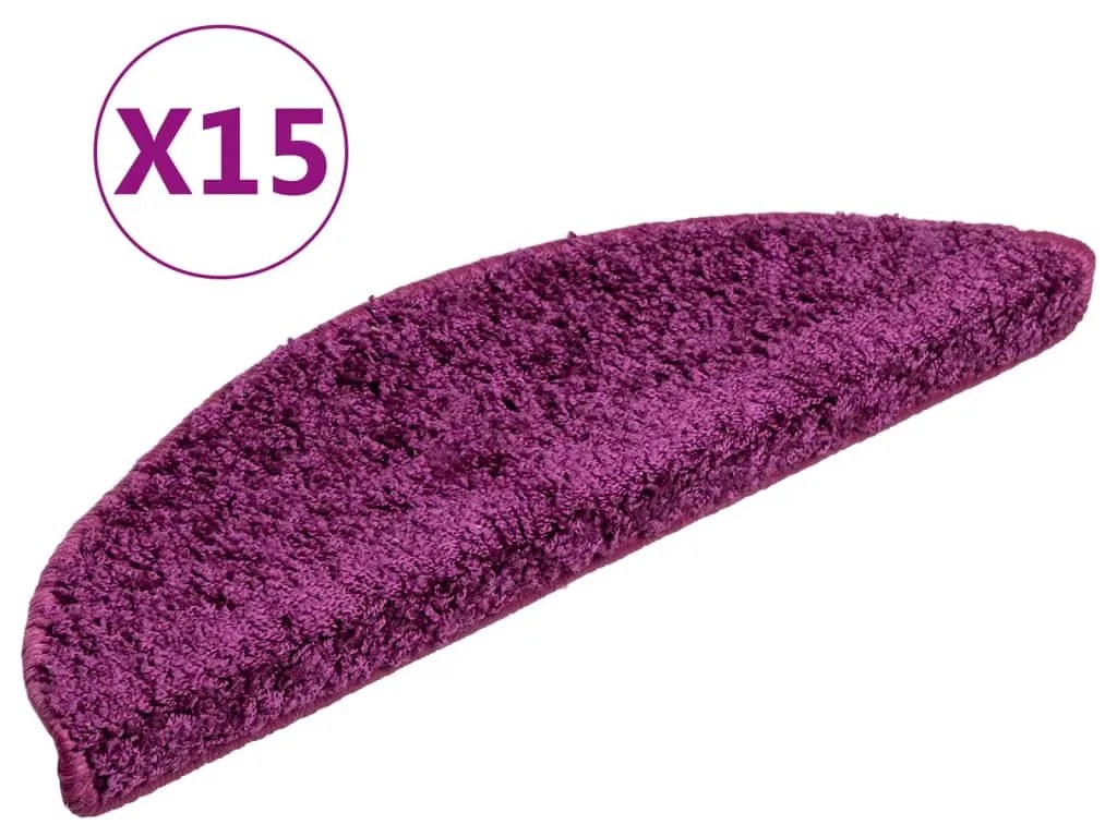 vidaXL Πατάκια Σκαλιών 15 τεμ. Μωβ Ημίκυκλα 56x17x3 εκ.