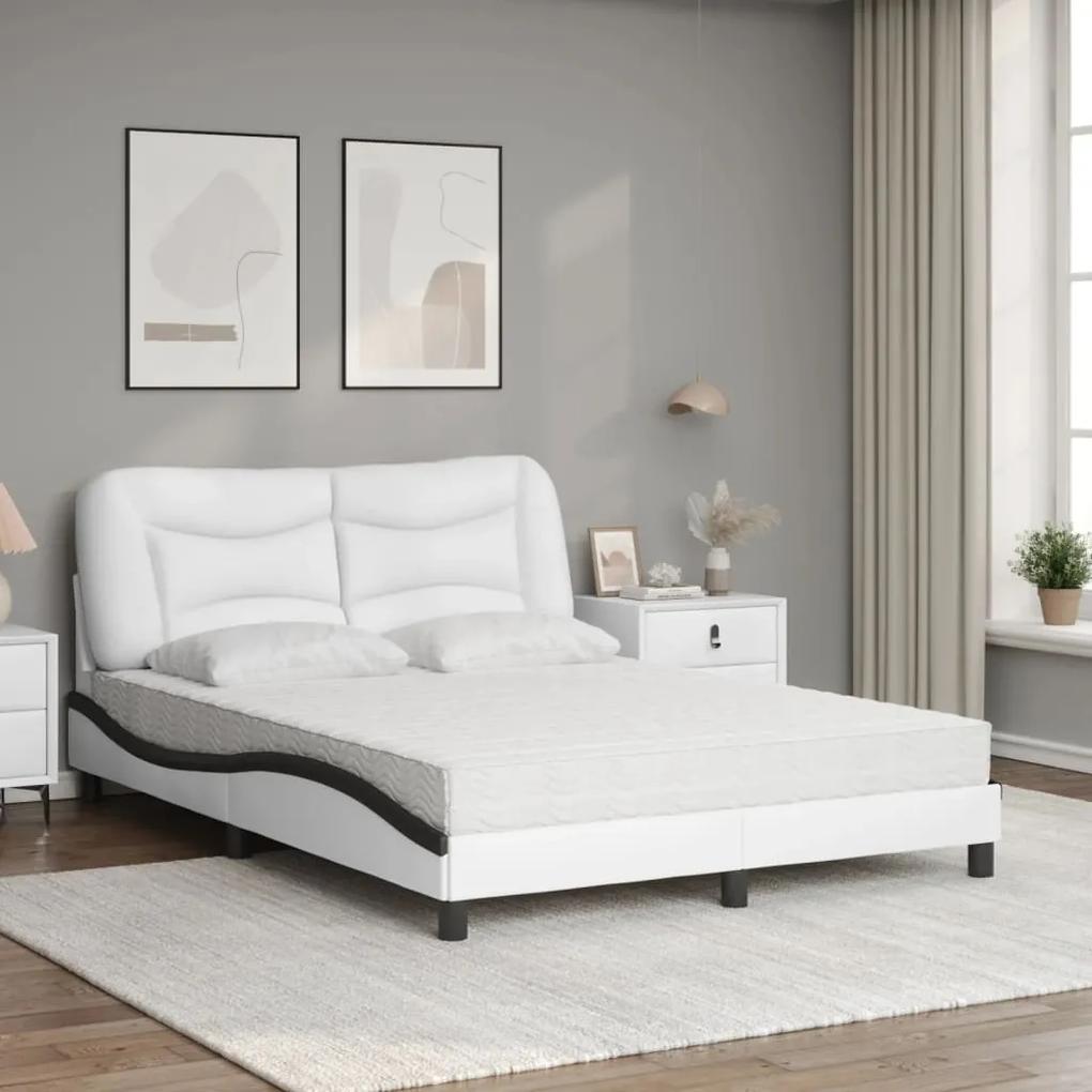 vidaXL Κρεβάτι με Στρώμα Μαύρο/Λευκό 140x190 εκ. από Συνθετικό Δέρμα