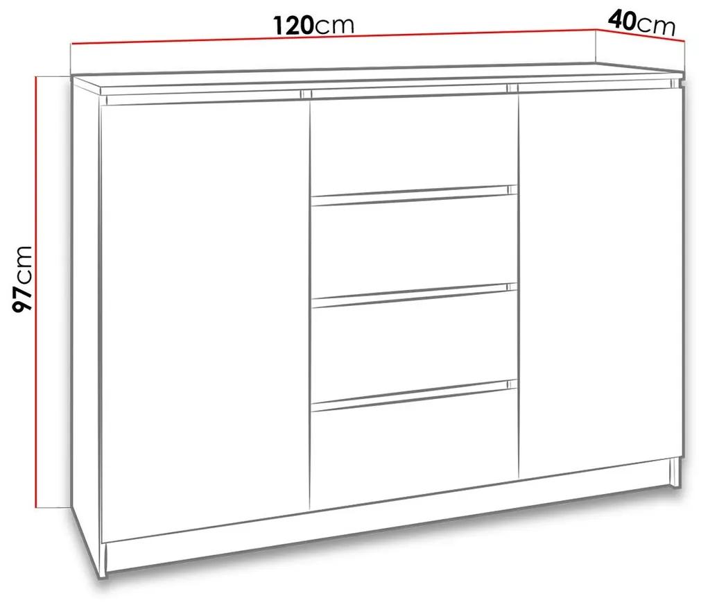 Σιφονιέρα Mandeville 108, Άσπρο, Με συρτάρια και ντουλάπια, Αριθμός συρταριών: 4, 97x120x40cm, 54 kg | Epipla1.gr