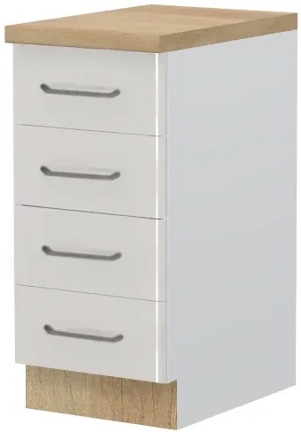 Επιδαπέδιο ντουλάπι Modena R-40-4F-Λευκό - Γκρι ανοιχτό - 40.00Χ60.00Χ88.00cm