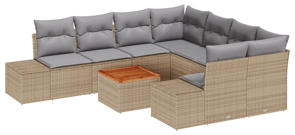 vidaXL Σετ καναπέ κήπου 9 pcs Beige, ανοιχτό γκρι 55 x 55 x 37 εκ