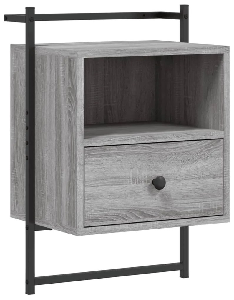 vidaXL Κομοδίνο Επιτοίχιο Γκρι Sonoma 40x30x61 εκ. από Επεξεργ. Ξύλο