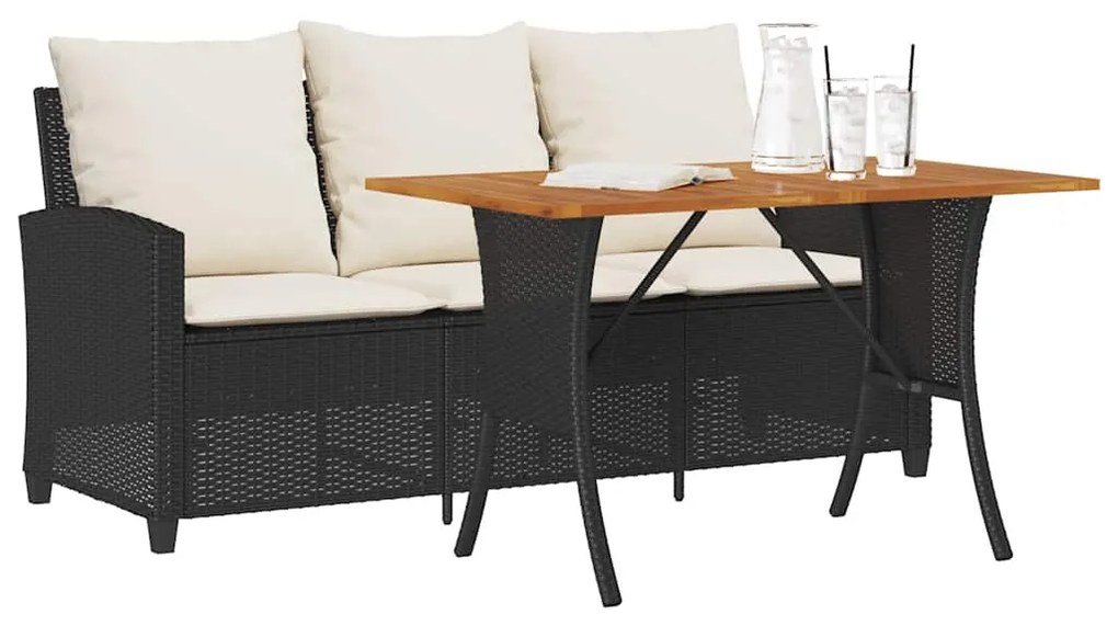 Καναπές Κήπου Τριθέσιος με Τραπέζι/Μαξιλάρια Συνθετικό Ρατάν