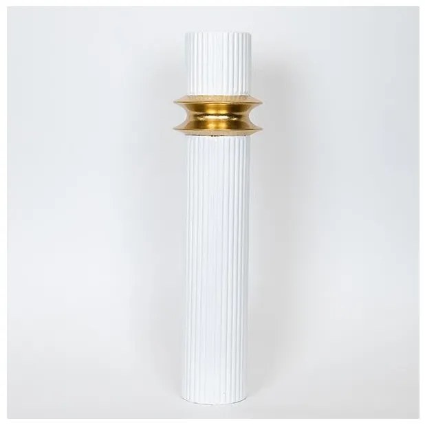 Βάζο Μεταλλικό Χρυσό &amp; Άσπρο 15x15x61cm 752-22019 Estheti-752-22019-Λευκό-Χρυσό 752-22019