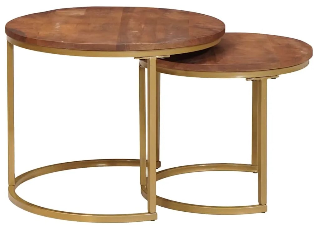 vidaXL Τραπεζάκια Καφέ Στερεών 2 pcs Μασίφ ξύλο μάνγκο και χάλυβας