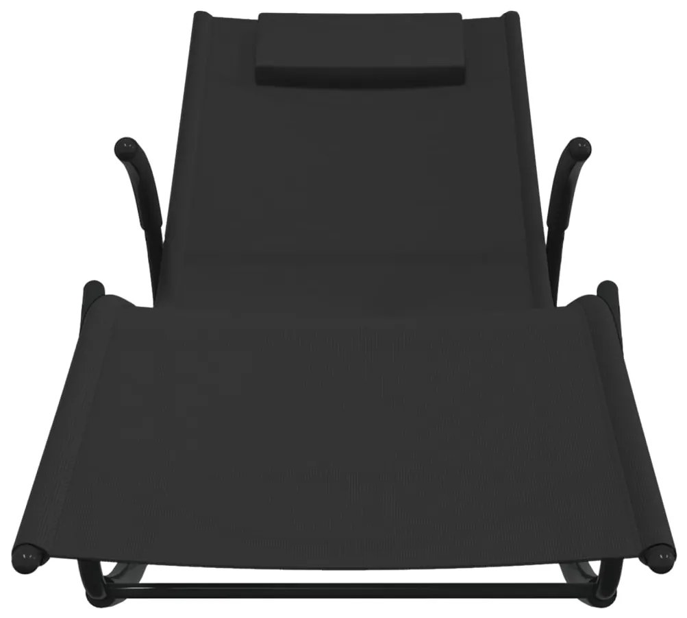 vidaXL Ξαπλώστρα Κουνιστή Μαύρη από Ατσάλι και Textilene