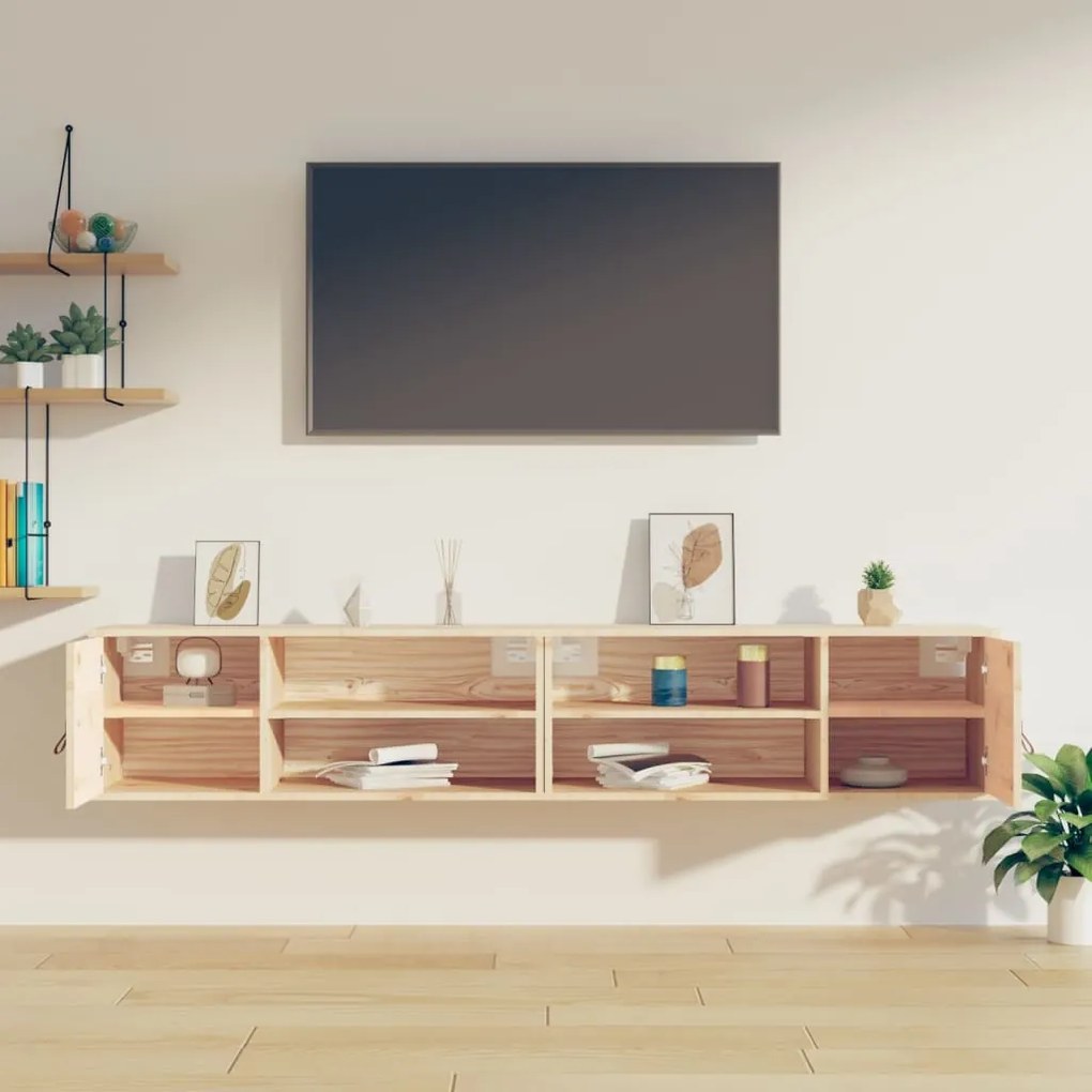 vidaXL Ντουλάπια Τοίχου 2 τεμ. 80x30x30εκ. από Μασίφ Ξύλο Πεύκου