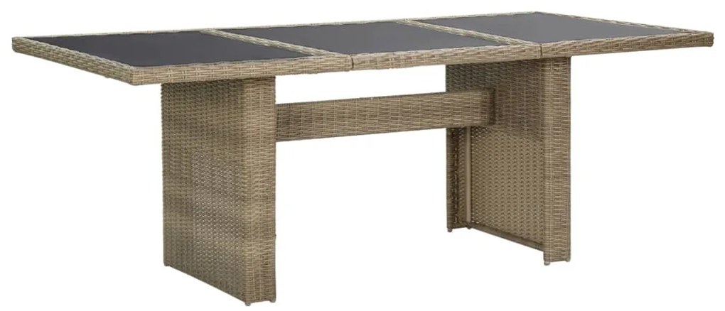 vidaXL Τραπεζαρία Κήπου Καφέ 200x100x74 εκ. από Γυαλί/Συνθετικό Ρατάν