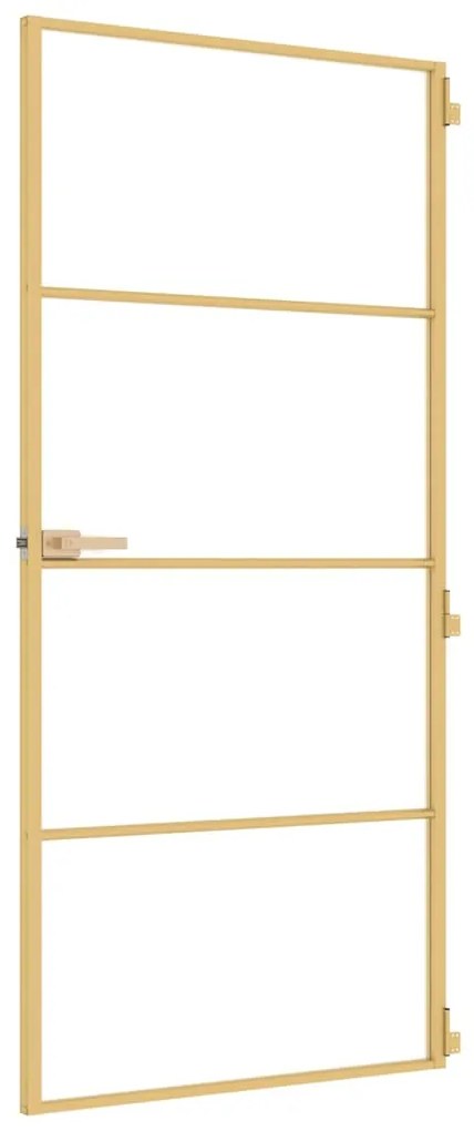vidaXL Εσωτερική Πόρτα Χρυσή 93 x 201,5 εκ. Ψημένο Γυαλί & Αλουμίνιο
