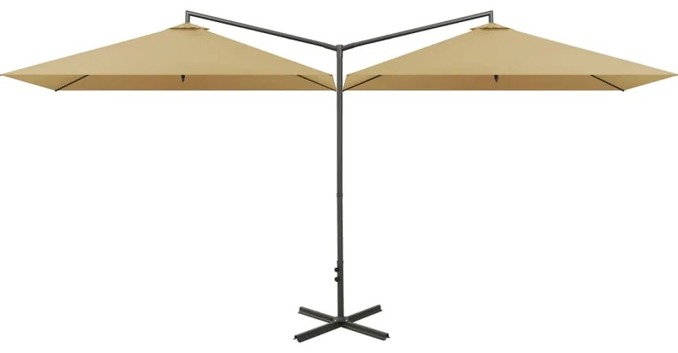 vidaXL Ομπρέλα Κήπου Διπλή Taupe 600 x 300 εκ. με Ατσάλινο Ιστό