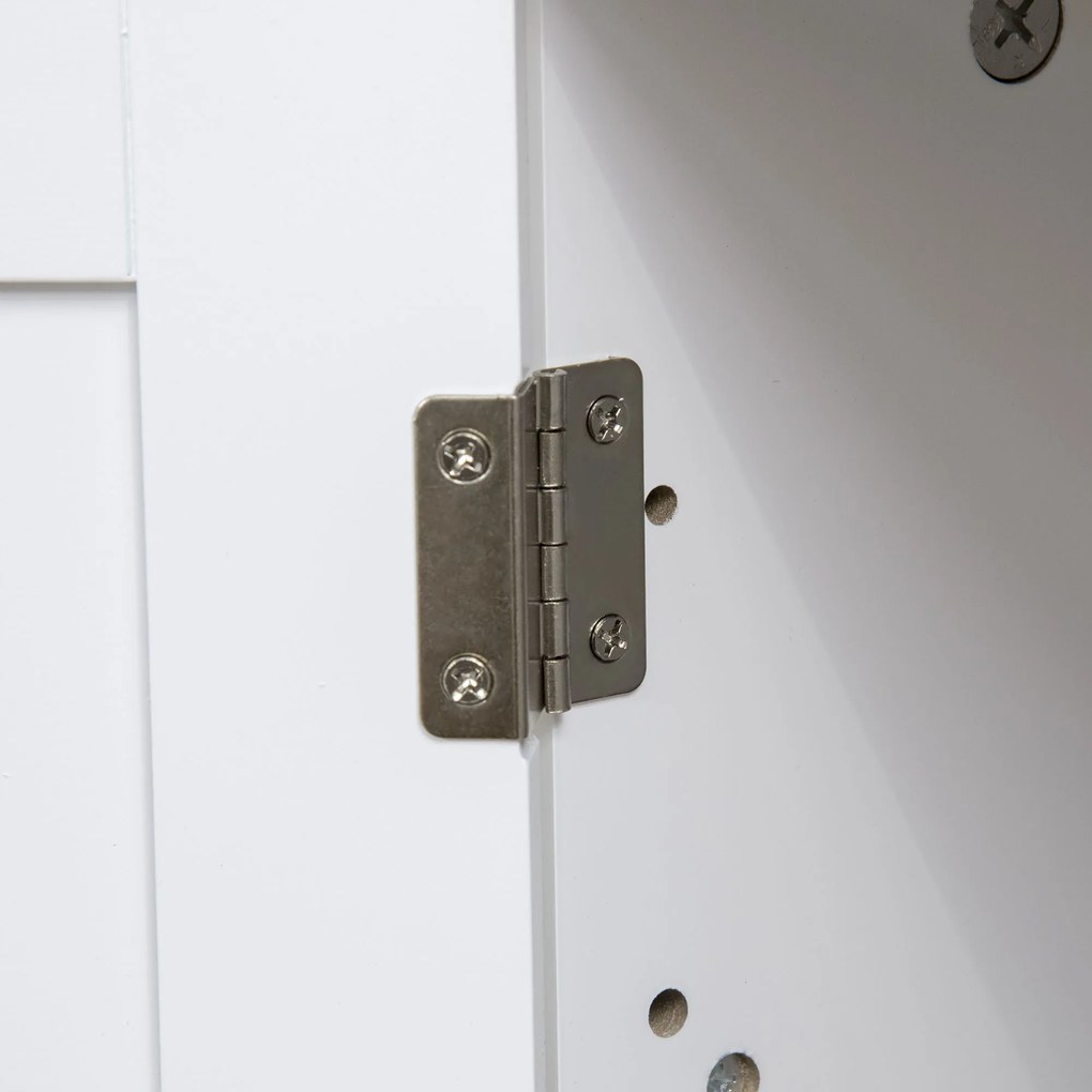 PawHut Γάτα τουαλέτα, Σπίτι γάτας, με διαχωριστικό, μαγνητική διπλή πόρτα, πλαϊνό ράφι, λευκό, 86 x 48 x 52cm