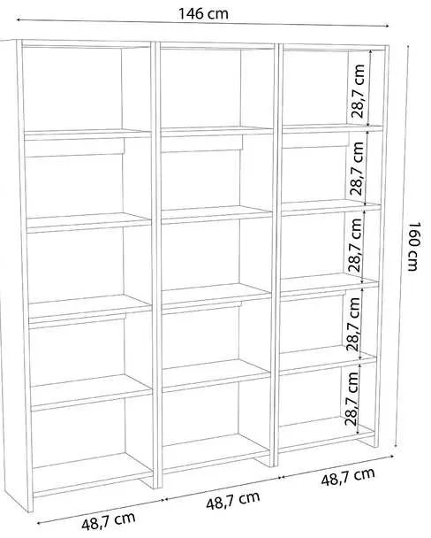 Βιβλιοθήκη Rabuku pakoworld σε λευκή απόχρωση 146x22x123εκ