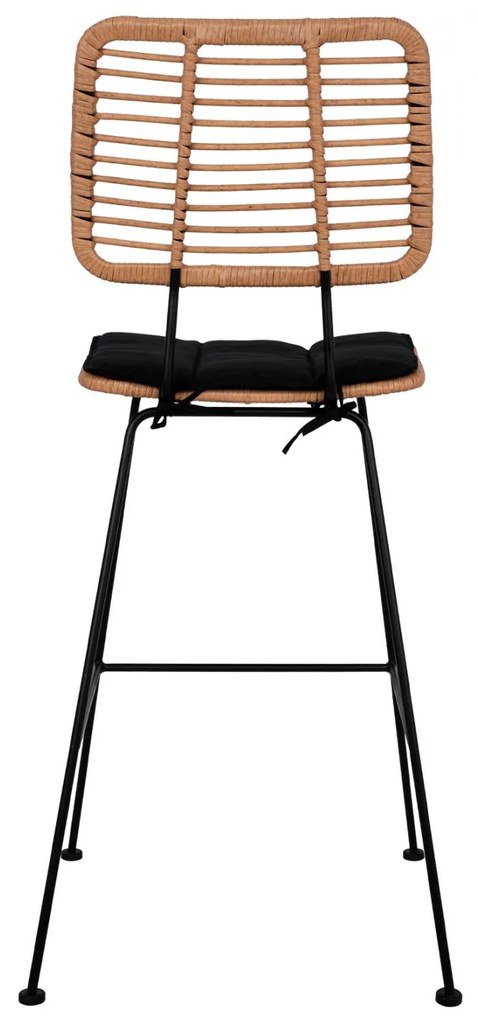 Σκαμπό Μπαρ ALLEGRA C5455 Μεταλλικό με Μπέζ Wicker &amp; Μαξιλάρι 46,5x55x117,5Υ εκ. 46.5x55x117.5 εκ.