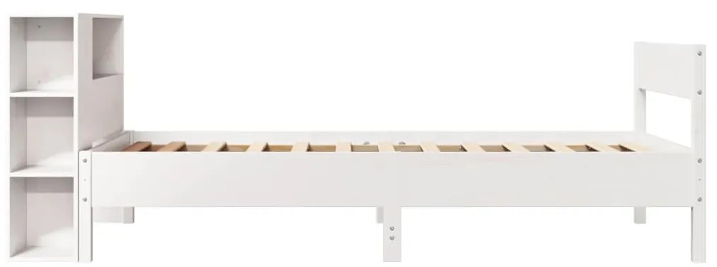 vidaXL Κρεβάτι Βιβλιοθήκη Χωρίς Στρώμα Λευκό 75x190 εκ Μασίφ Πεύκο