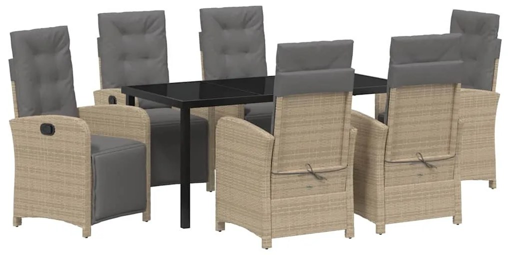 vidaXL Σέτ φαγητού για κήπο 7 pcs Μπεζ συνθετικό ρατάν