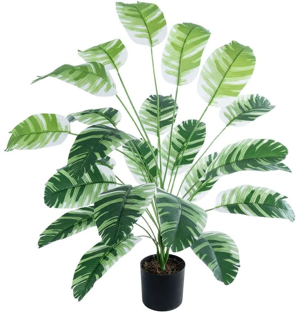Τεχνητό Φυτό Banana Zebra 20918 Φ83x80cm Green-White GloboStar Polyethylene,Fabric