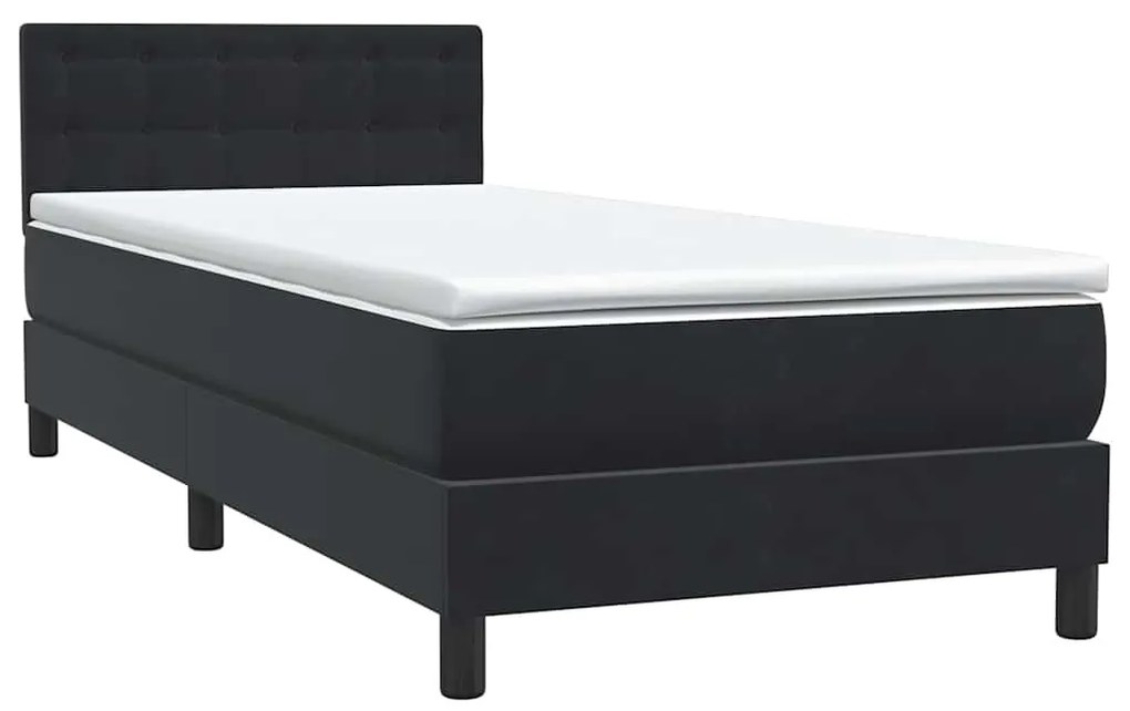 vidaXL Κρεβάτι Boxspring με Στρώμα Μαύρο 90x210 εκ. Βελούδινο