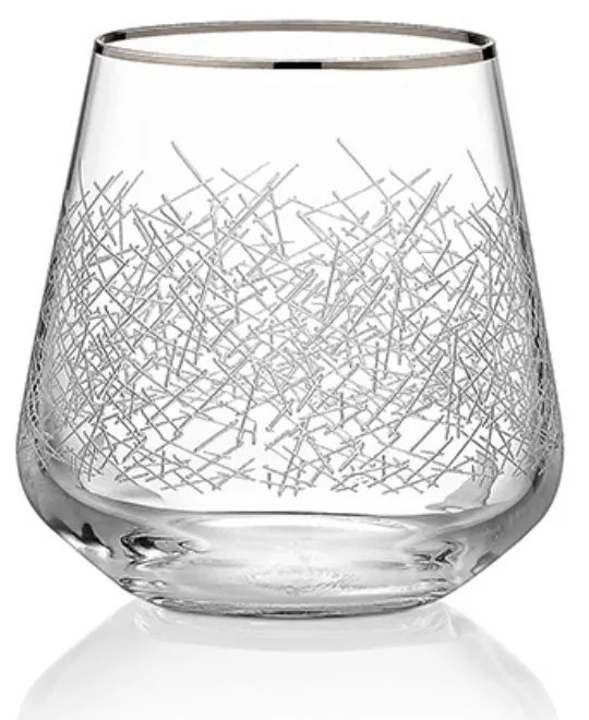 Ποτήρι Ουίσκι Sandra Ασημι Ρίγα 290ml - Crystalex - 6 ΤΜΧ