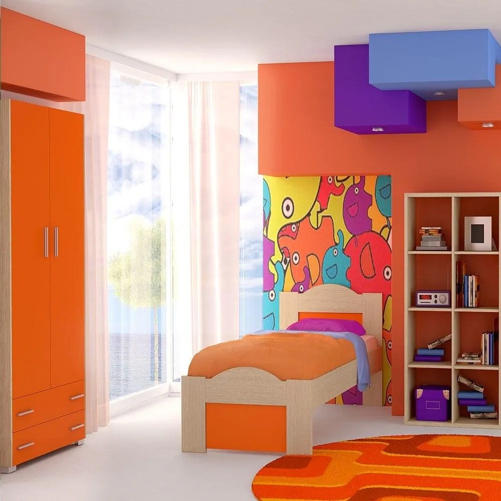Κρεβάτι Παιδικό Νο. 48 Wave 110x190 Oak-Orange  SARRIS812339