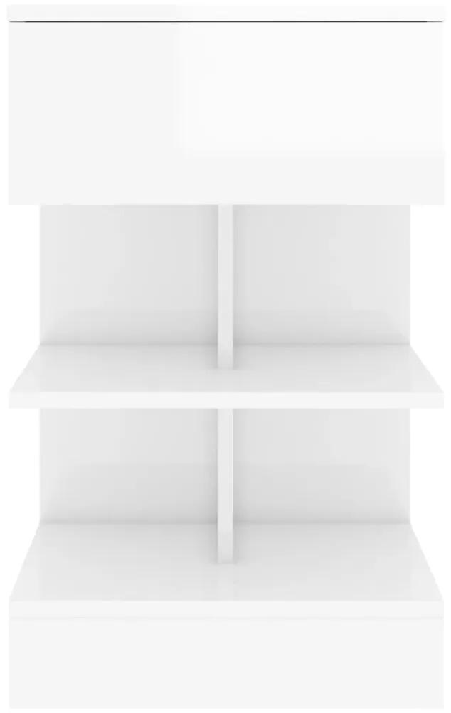 vidaXL Κομοδίνο Γυαλιστερό Λευκό 40 x 35 x 65 εκ. από Μοριοσανίδα