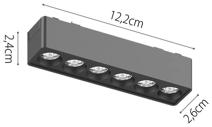 Φωτιστικό LED 6W 3000K για Ultra-Thin μαγνητική ράγα σε λευκή απόχρωση D:12,2cmX2,4cm (T02801-WH) - 1.5W - 20W - T02801-WH