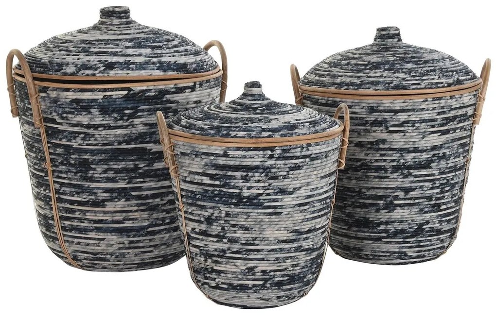 Σετ Καλαθιών DKD Home Decor Λευκό Μαύρο Φυσικό