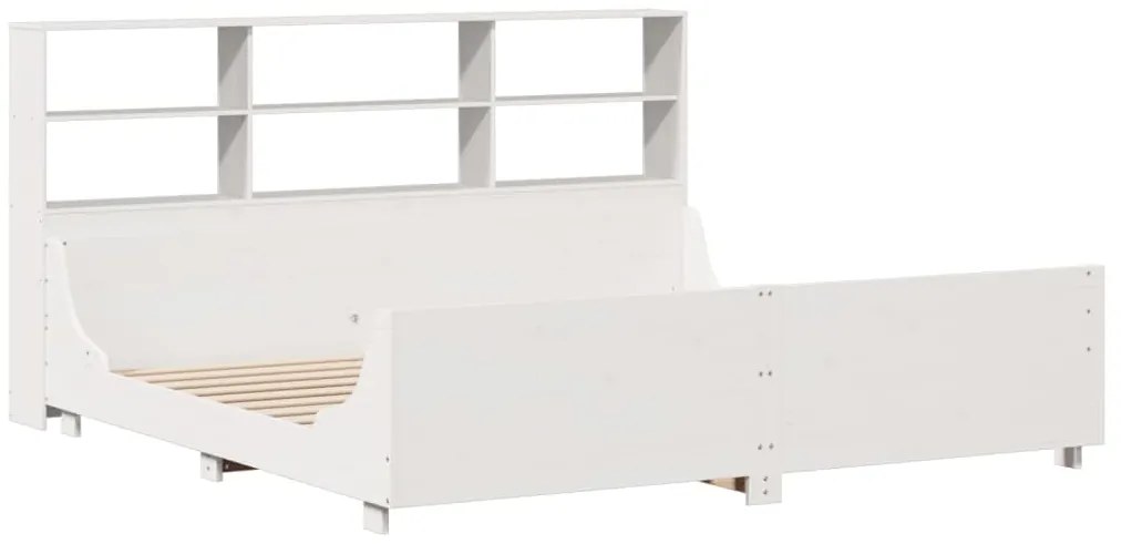 vidaXL Κρεβάτι Βιβλιοθήκη Χωρίς Στρώμα Λευκό 180x200 εκ Μασίφ Ξύλο