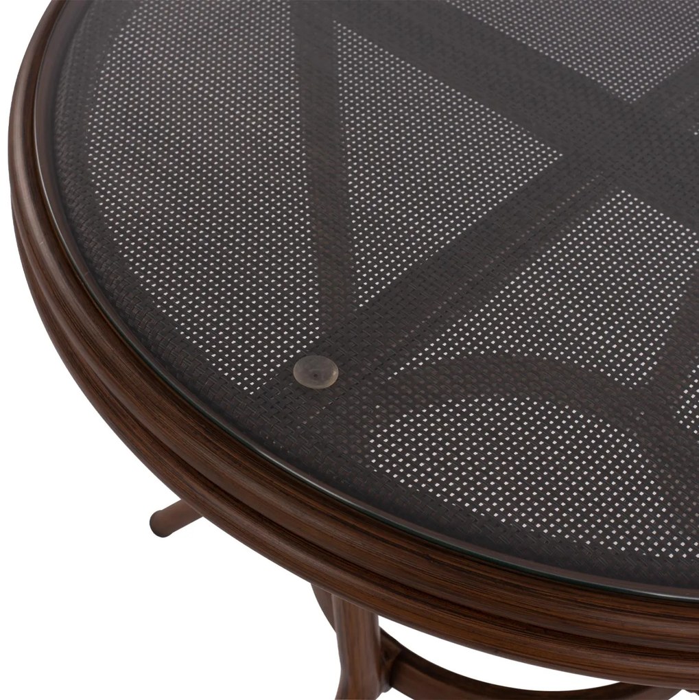 Τραπέζι MOSES Αλουμινίου Bamboo look Καφέ με Γυαλί Φ70x76Υ εκ. 70x70x76 εκ.