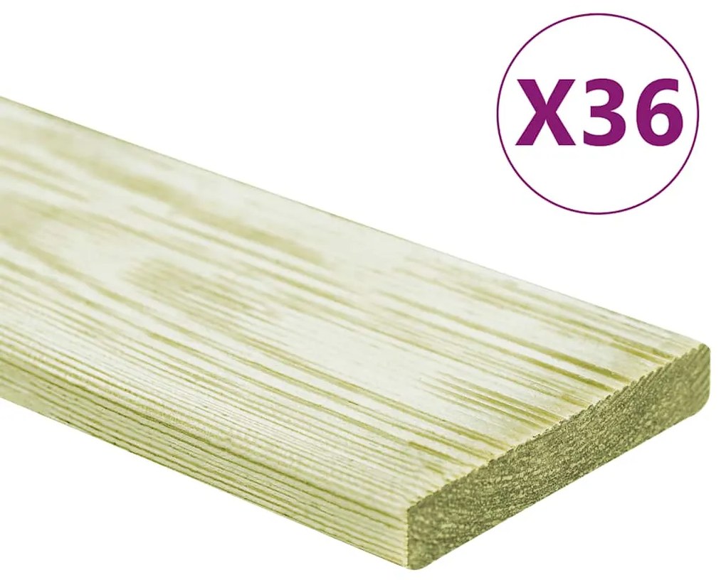 vidaXL Σανίδες Deck 36 τεμ. 4,32 μ² 1 μ. Εμποτισμένο Μασίφ Ξύλο Πεύκου