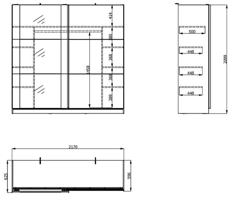 Ντουλάπα Sardinia 220 OG Artisan Oak - Μαύρο 217*62.5*210 εκ.