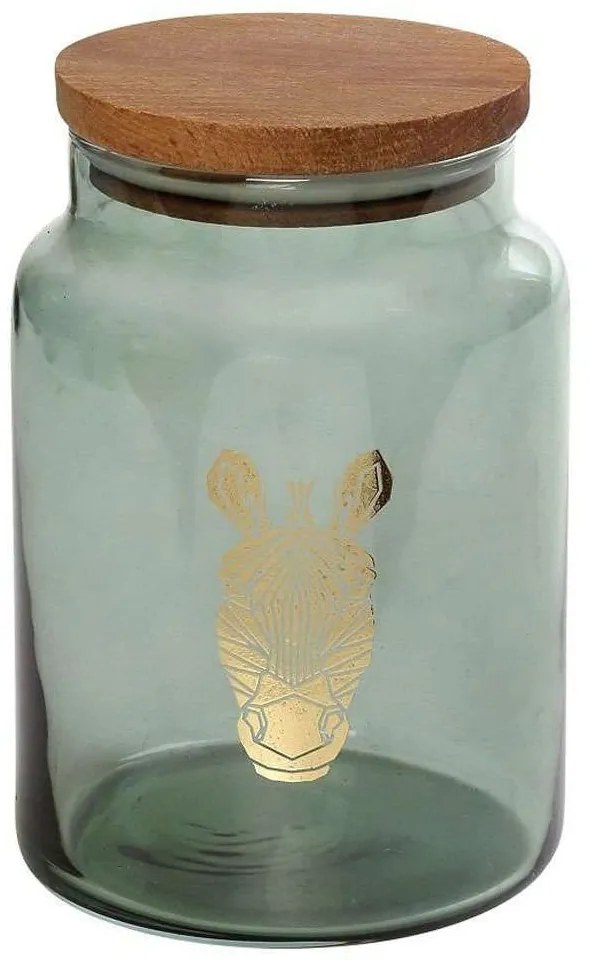 Βάζο Αποθήκευσης Με Καπάκι Jungle Zebra RAB616 890ml Φ10x14,5cm Green Espiel Wood, Glass