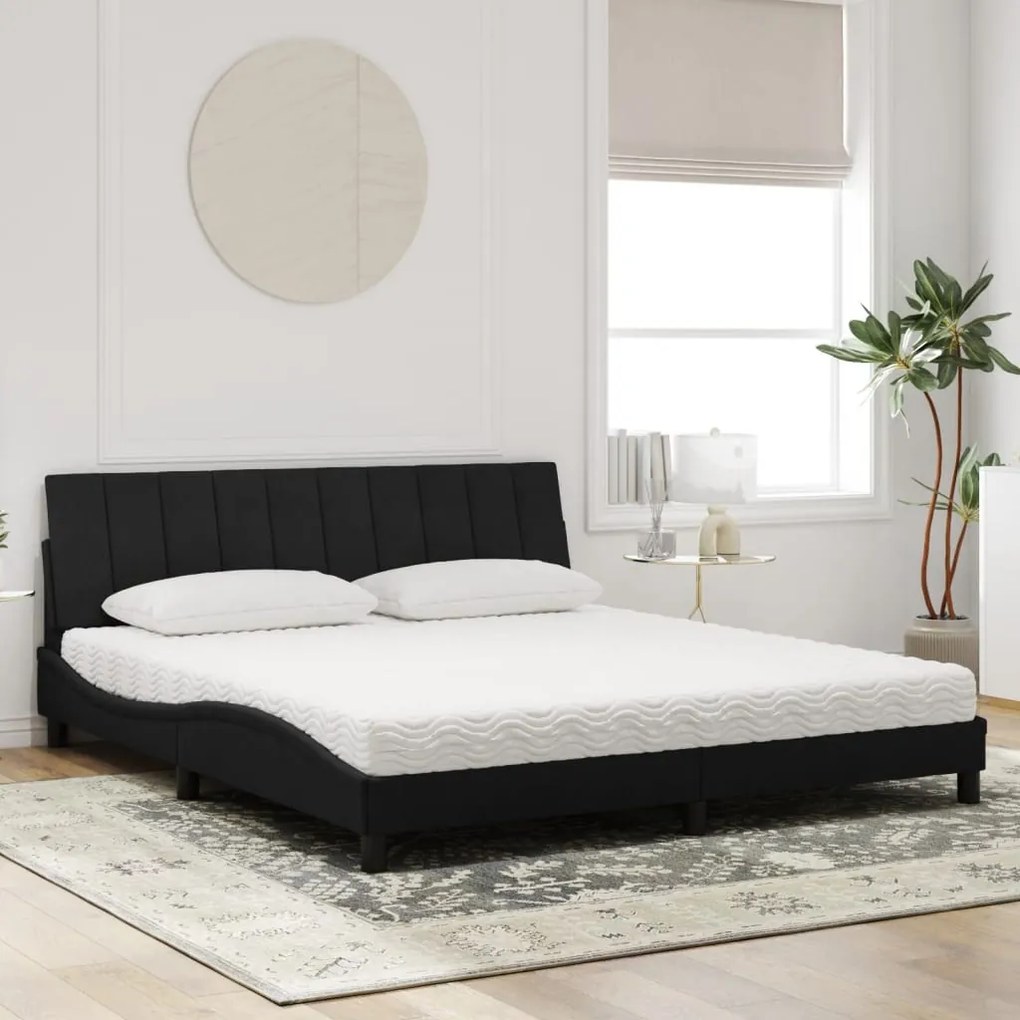vidaXL Κρεβάτι με Στρώμα Μαύρο 180x200 εκ. Βελούδινο