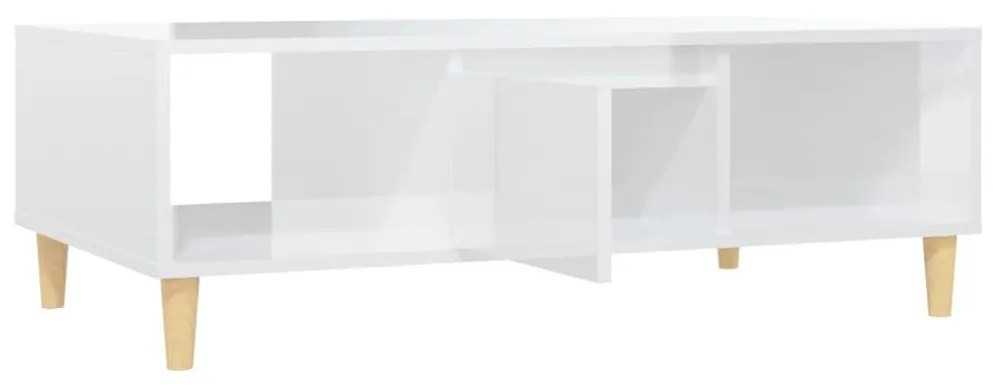 Τραπεζάκι Σαλονιού Γυαλιστερό Λευκό 103,5x60x35 εκ. Επεξ. Ξύλο - Λευκό