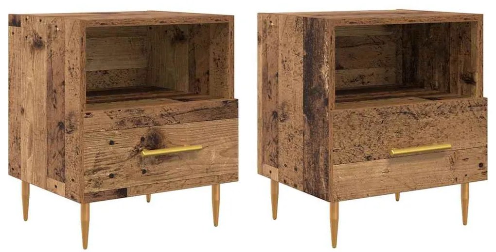 vidaXL Κομοδίνο 2 pcs Παλιό ξύλο 40 x 35 x 47,5 εκ Επεξεργασμένο ξύλο