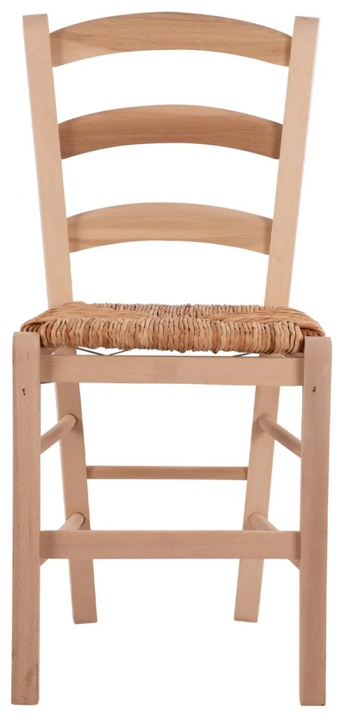 Καρέκλα Άβαφη ΠΑΡΟΣ Μασίφ Ξύλο Οξιάς με Ψάθα 40x43x88 εκ.