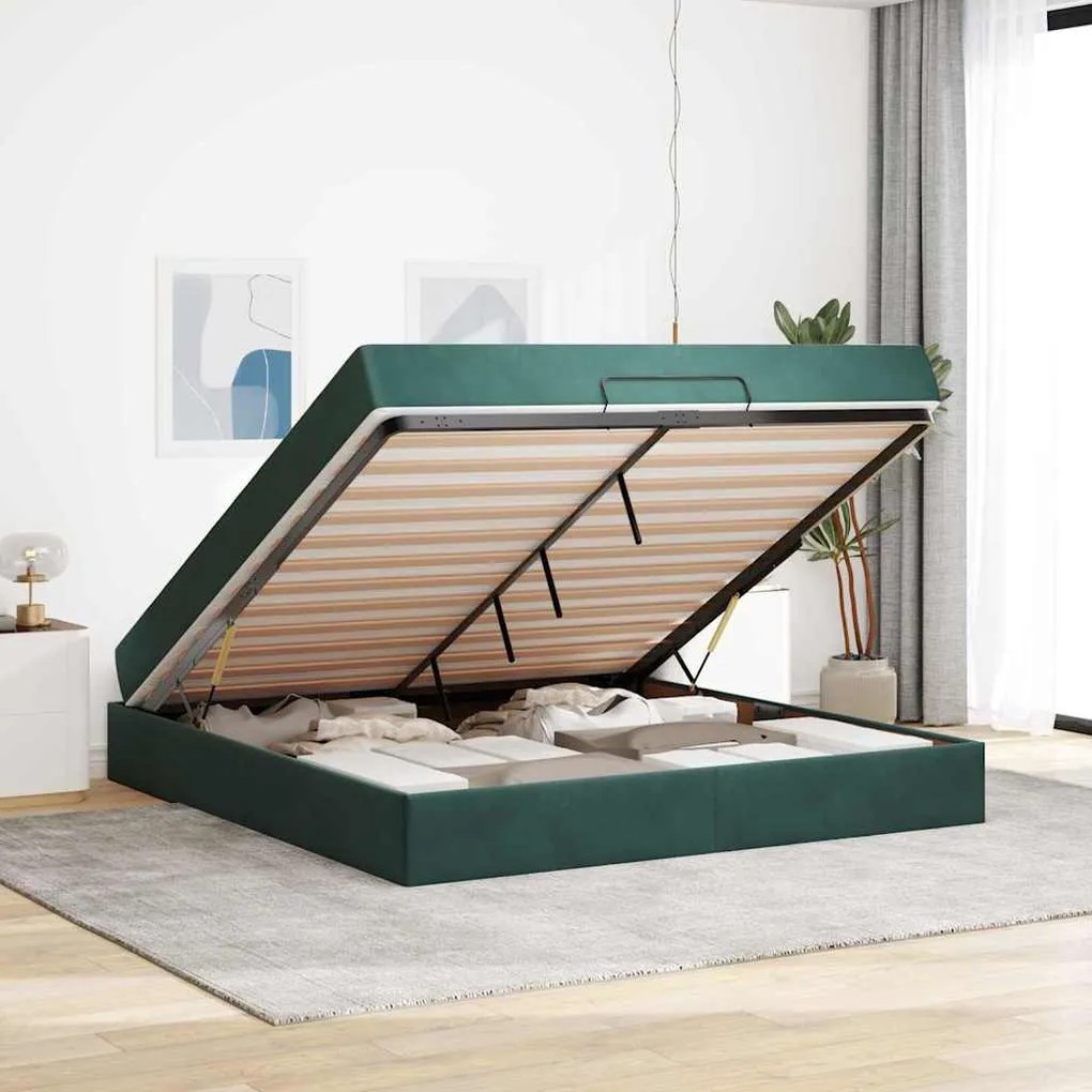 vidaXL Σκελετός Κρεβατιού Σκούρο πράσινο 180 x 200 cm Βελούδο