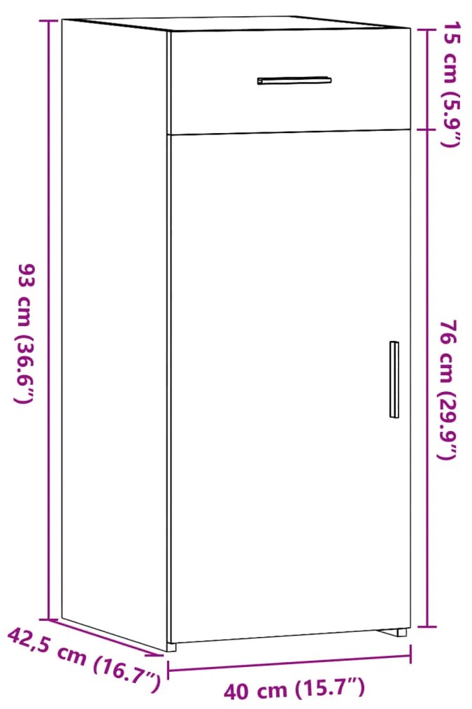 Ντουλάπι Γκρι Σκυροδέματος 40x42,5x93 εκ. Επεξεργασμένο Ξύλο - Γκρι